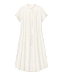 GU | バンドカラーギャザーワンピース(シャツワンピース)