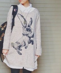 no brand | うさぎ柄ニットワンピ
(ワンピース)