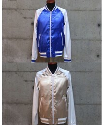 MissMuch | ブルー＆ゴールドベージュのリバーシブルなスカジャン(ブルゾン)