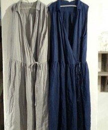 nest Robe | リネンノースリーブカシュクールワンピース
(ワンピース)