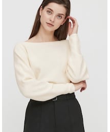 UNIQLO | 3Dコットンボートネックセーター（長袖）(ニット/セーター)