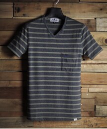 FIND | V-Neck TSHIRT 鐵灰條紋(Tシャツ/カットソー)