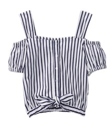 gracegift | 直條紋綁結短版上衣(キャミソール)