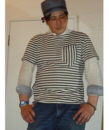 HOUSTON | 小窓①　Houston　バスクシャツ　半そでにOriginal「ポッケ」カスタム(Tシャツ/カットソー)