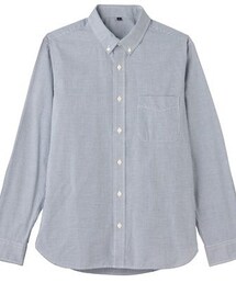 無印良品 | オーガニックコットンギンガムチェックボタンダウンシャツ スモーキーブルー(シャツ/ブラウス)