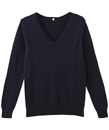 無印良品 | オーガニックコットンＶネックセーター　 ネイビー(ニット/セーター)