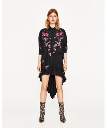 ZARA | フラワー刺繍シャツ(シャツ/ブラウス)