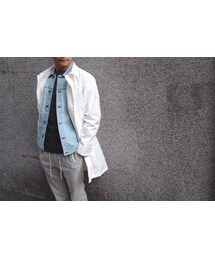 plain-me | 千鳥格防潑水單排釦長風衣(モッズコート)