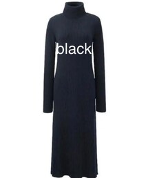 UNIQLO | リブタートルネックワンピース（長袖）BLACK / size: S(ワンピース)