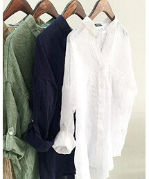 OTIBIH | MPF綿麻混シャツ/カラー:ホワイト/サイズ:2XL(シャツ/ブラウス)