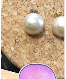 自分で作ったコットンパールピアス | ピアス（両耳用）