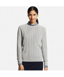 UNIQLO | コットンカシミヤケーブルクルーネックセーター（長袖）(ニット/セーター)