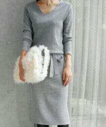 HARYU | Vネックニットワンピース(ワンピース/ドレス)