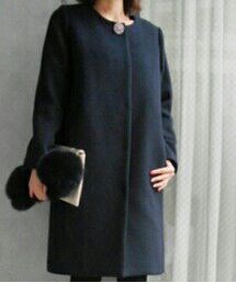 HARYU | ティペット付きノーカラーコート(ジャケット/アウター)