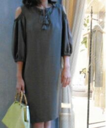 HARYU | オープンショルダーレースアップワンピース(ワンピース/ドレス)