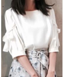 HARYU | スリットリボンスリーブブラウス(シャツ/ブラウス)