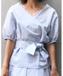 HARYU | ストライプスカラ刺繍ブラウス(シャツ/ブラウス)