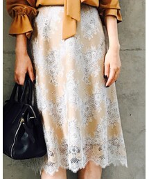 HARYU | バイカラーレースフレアースカート(スカート)
