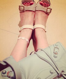 JIMMY CHOO | ホワイト×ウッドサンダル(サンダル)