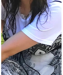 no brand | 襟元のレースがポイント(Tシャツ/カットソー)