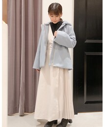 Te chichi TERRASSE | フード取外しノーカラーショートコート(ノーカラーコート)