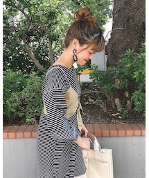 MOUSSY | WOOD HOOP EARRING(ピアス（両耳用）)