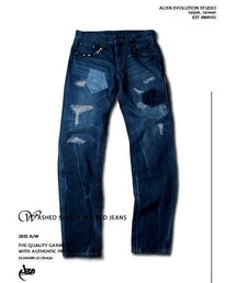 AES | AES 12A/W - 4th WASHED SAVAGE PATCHED JEANS (デニムパンツ)