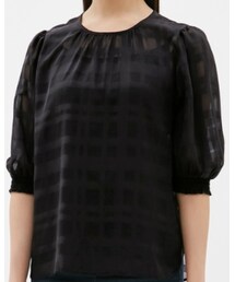 GU | シアーチェックブラウス(シャツ/ブラウス)