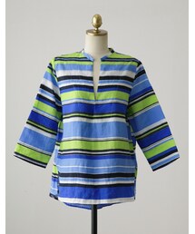 ヴィヴィッドカラーボーダーリネンtop(シャツ/ブラウス)