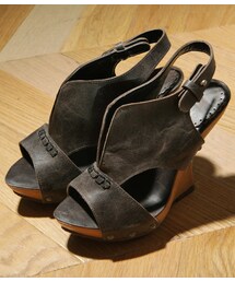 ★注文制作・ハンドメイド・牛革★＜br＞オープントゥウッドヒールサンダル(サンダル)