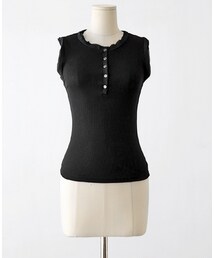 シフォンMIXレーヨンスパンノースリーブTEE(Tシャツ/カットソー)