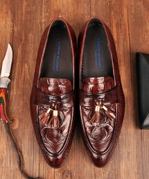 ASTON | 「名称」高級ワニ紋革のファッションカジュアルシューズ、男性個性ビジネスシューズ 「サイズ]欧コード38-44；「色」黒、酒赤い;「場合着」日常カジュアル；「年齢」靑年中年(ドレスシューズ)