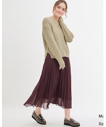 GU | プリーツロングスカート ワイン(スカート)