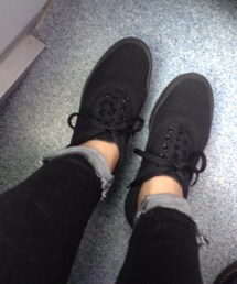 黑色厚底帆布鞋(その他シューズ)