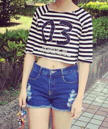 短版條紋上衣 | その他トップス