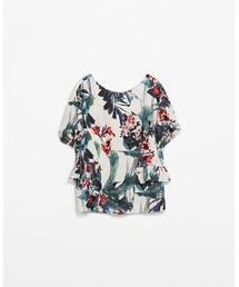 ZARA TRF | プリントフリルトップス(Tシャツ/カットソー)