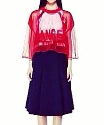 LOW CLASSIC | mesh slogan crop top(Tシャツ/カットソー)