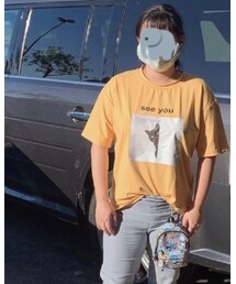 ブランドが分からないひょっこりはん猫ちゃんTシャツ | Tシャツ/カットソー