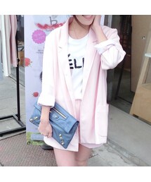 ❙ USTYLE SHOP ❙輕薄質感西裝套裝－粉色(スーツジャケット)