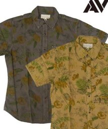 AVIREX | 半袖 ボタンダウンシャツ 花柄 チャコールグレー(シャツ/ブラウス)