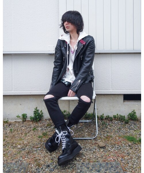 うつけ｜UNDERCOVERのライダースジャケットを使ったコーディネート - WEAR