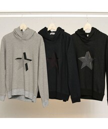 FACTOTUM | ファーパイル裏毛刺繍フードプルオーバー(パーカー)