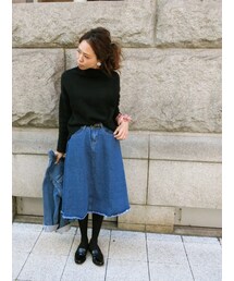 ANTRE  | 裾ダメージドレープフレアスカート(デニムスカート)