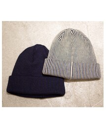 ROTOTO | STRIPED INDIGO COTTON BEANIE(ニットキャップ/ビーニー)