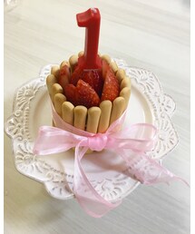🎂 | ホットケーキと水切りヨーグルト、チーズスティックで作ったエマ用ケーキ♡(その他)