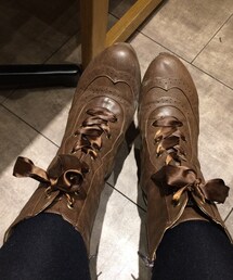 F i.n.t | かけ編みリボンブーツ。大きめサイズ購入したのでモコモコ靴下履いてもばれません笑(ブーツ)