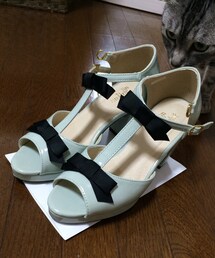 an another angelus | 黒リボン付きミントサンダル
(サンダル)