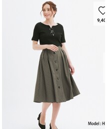 GU | ガンクラブチェックフロントボタンスカート(スカート)