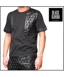 BLACK KAVIAR | BLACK KAVIAR (ブラックキャビア) Tシャツ 半袖 メンズ ロング丈 ブラック AJOBS(Tシャツ/カットソー)