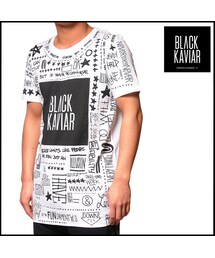 BLACK KAVIAR | BLACK KAVIAR (ブラックキャビア) Tシャツ 半袖 メンズ プリント 総柄 ロゴ ホワイト AWORLD(Tシャツ/カットソー)
